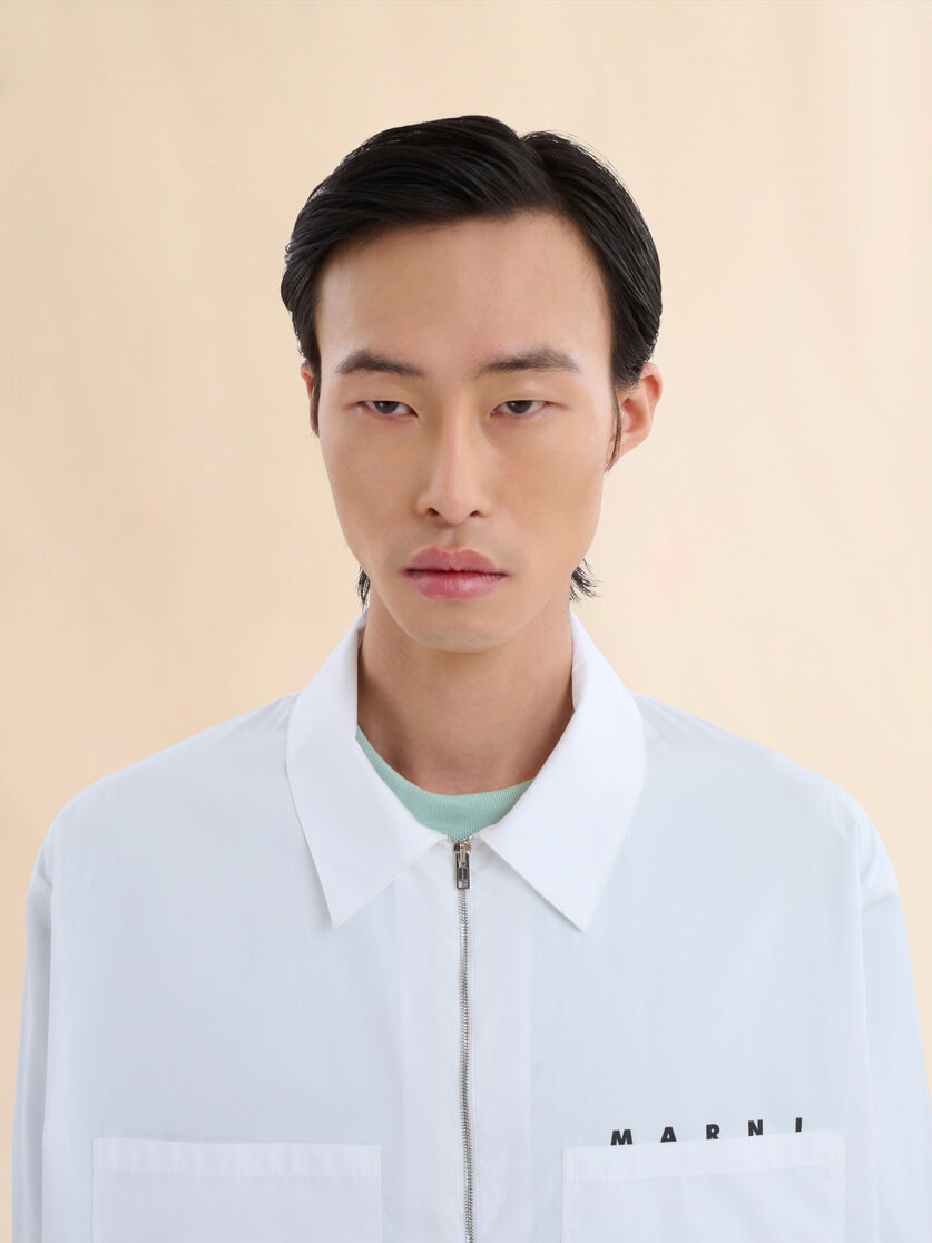 White organic poplin zip shirt with hidden logo - Shirts - Image 4