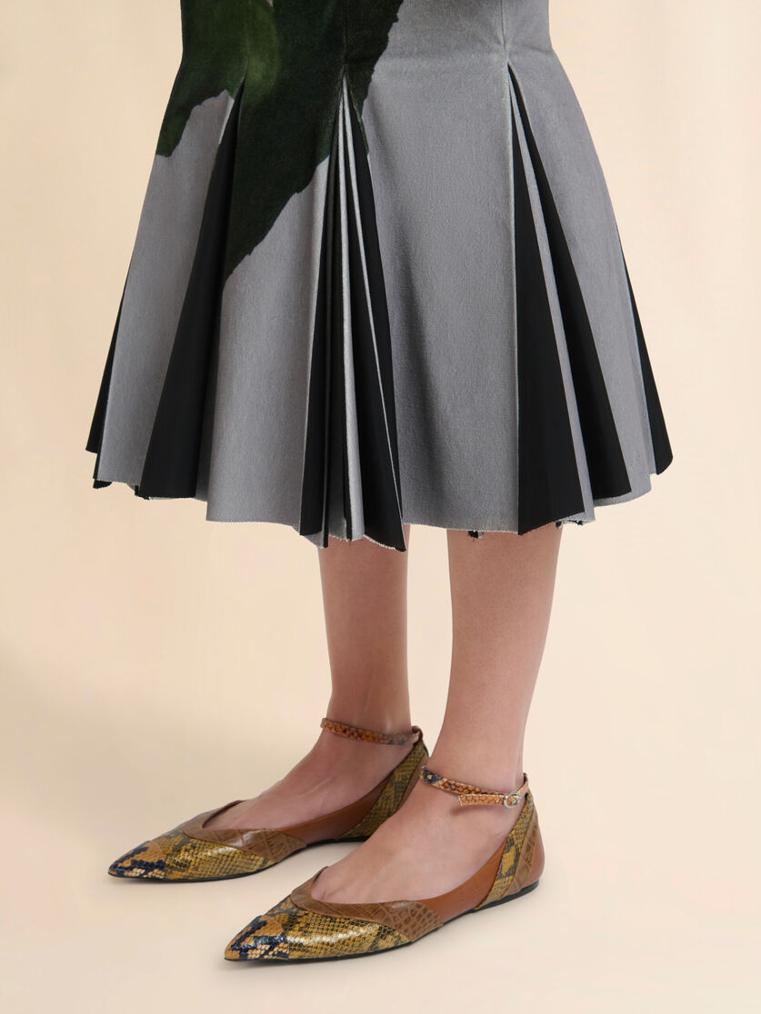 Grey velvet skirt with tulip print - Skirts - Image 4