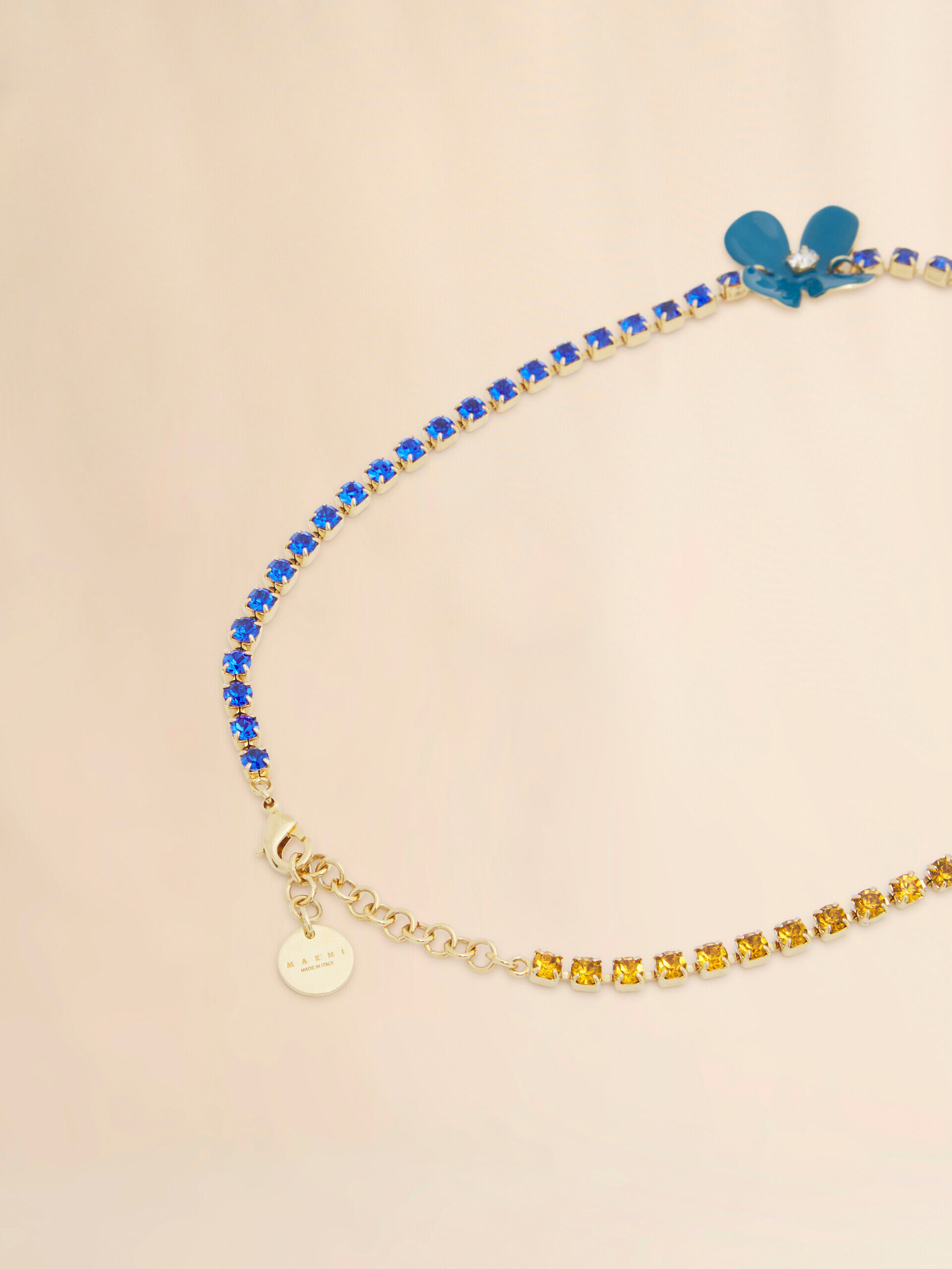 バーガンディ エナメルフラワー ラインストーンネックレス | Marni