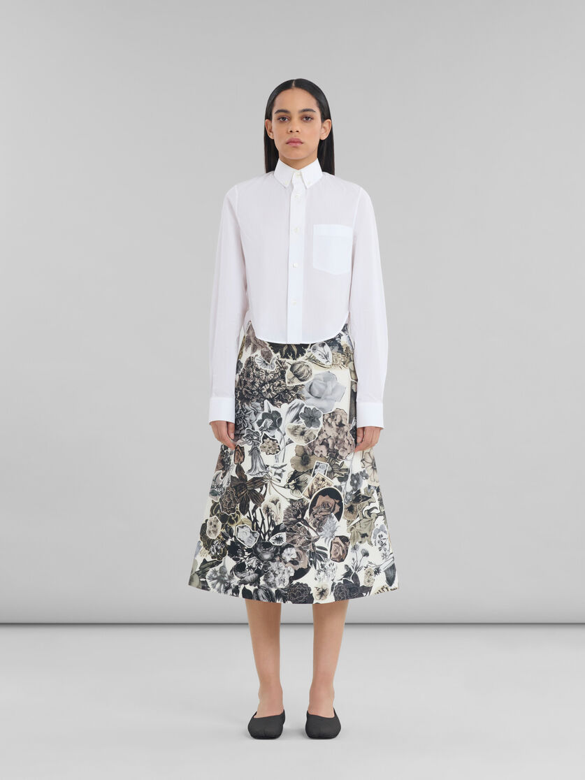 Black and white A-line skirt with Nocturnal print - Skirts - Image 2