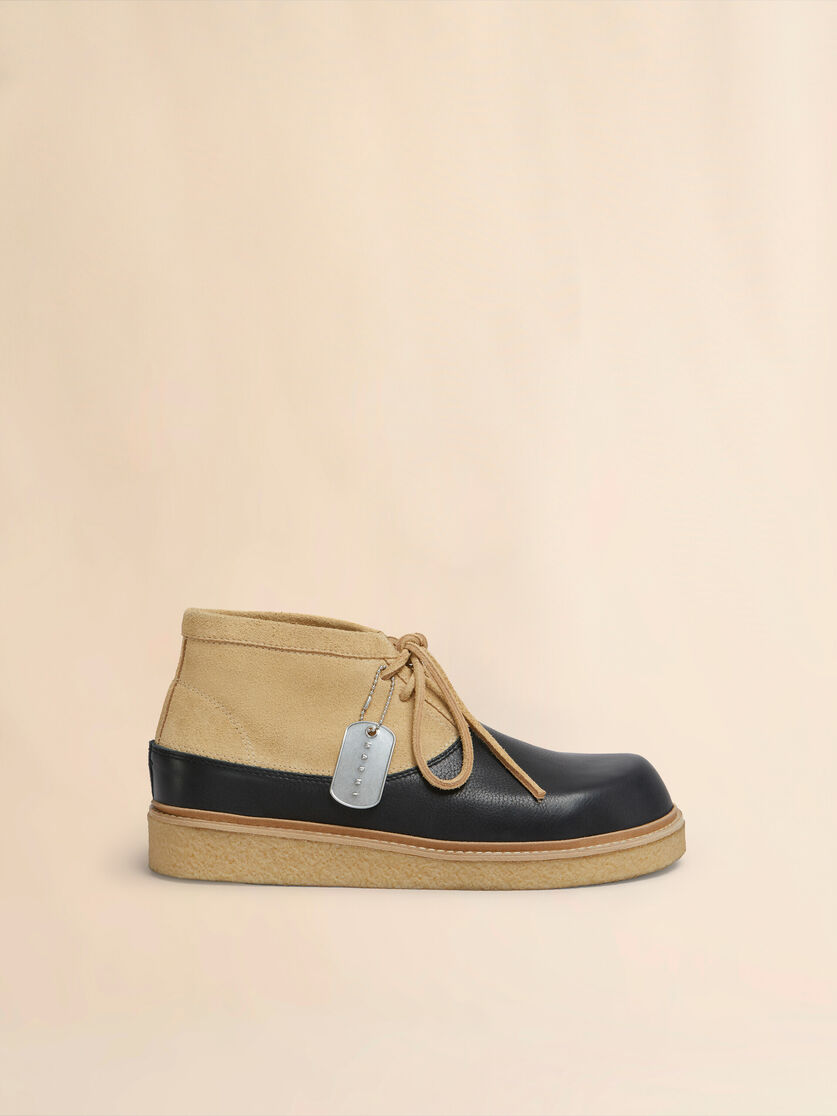 Bota safari de piel negra y verde con suela de caucho de Pará - Botas - Image 1