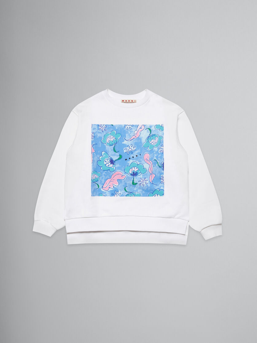 White crew-neck sweatshirt with Marina print - Sweaters - Image 1