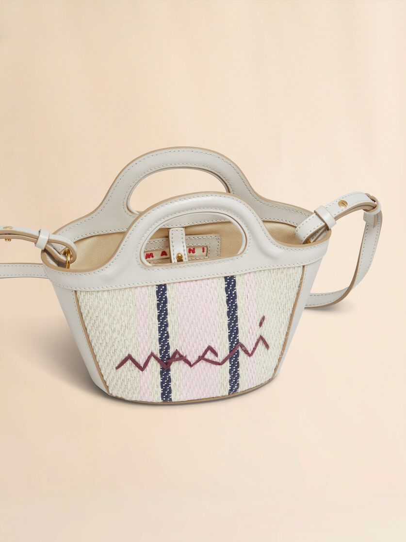 Tropicalia Micro Bag in brown leather and raffia-effect fabric - Handbags - Image 3