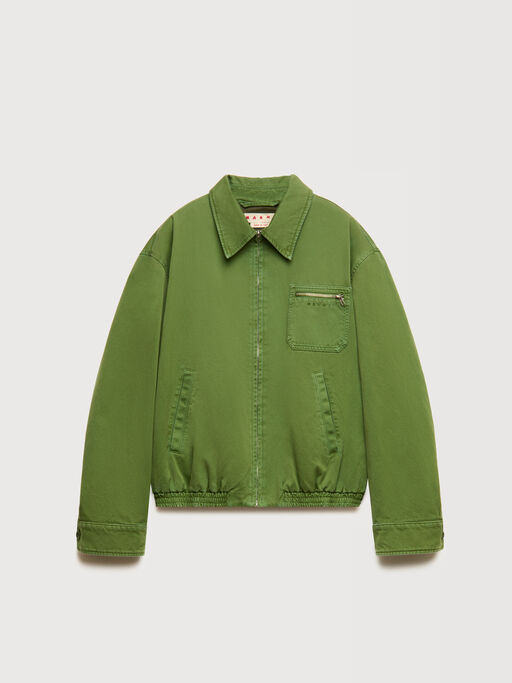 Green cotton jacket with zip pocket - Jackets