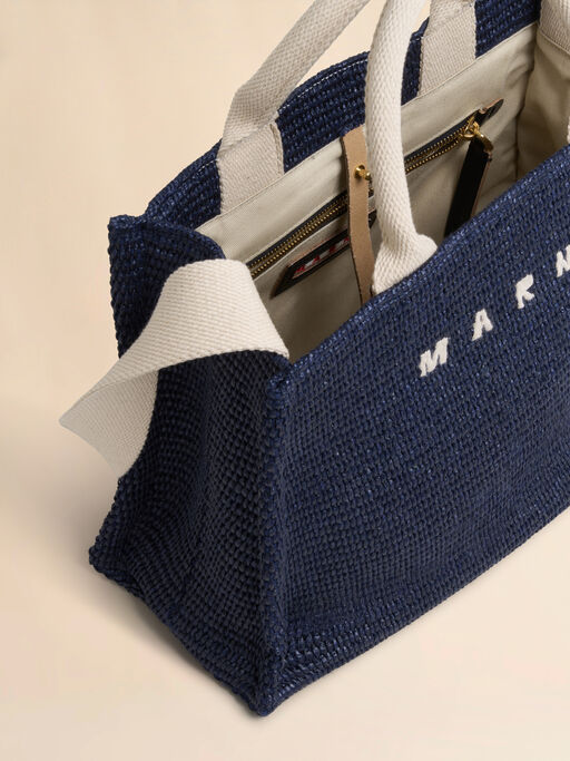 Blue raffia-effect Small Tote Bag - Shopping Bags