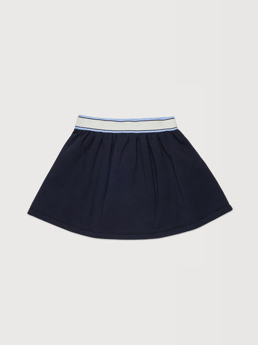 Dark blue cotton mini skirt with elasticated logo waist - Skirts