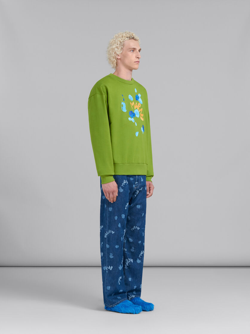 グリーン Marni Drippingプリント オーガニックコットン製スウェットシャツ - ニット - Image 5