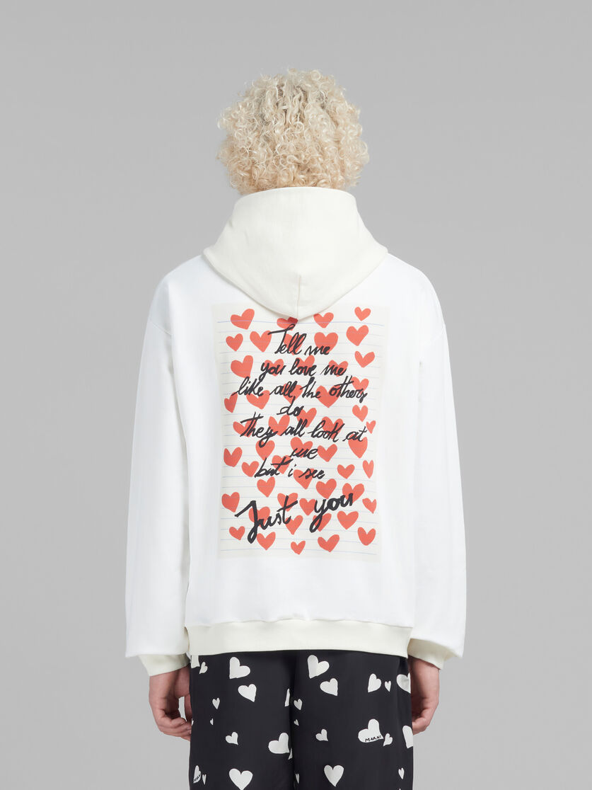 White hoodie with hearts print - Sweaters - Image 3