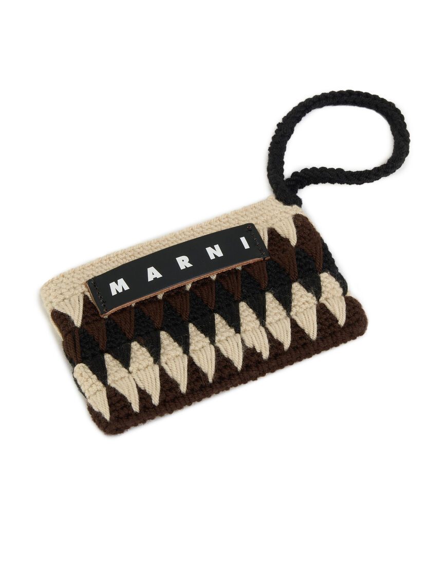 Mini-pochette Marni Market Chessboard noire réalisée au crochet - Accessoires - Image 3