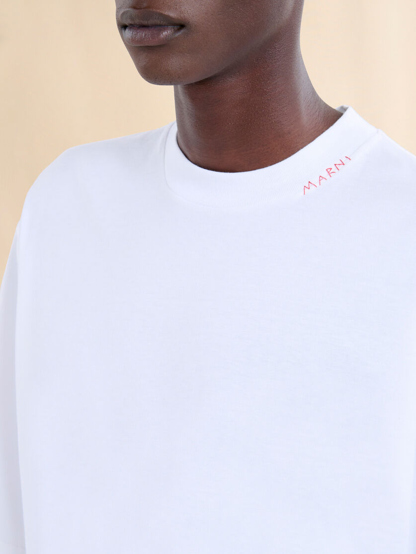 White organic cotton T-shirt with Marni Symbol - Shirts - Image 4