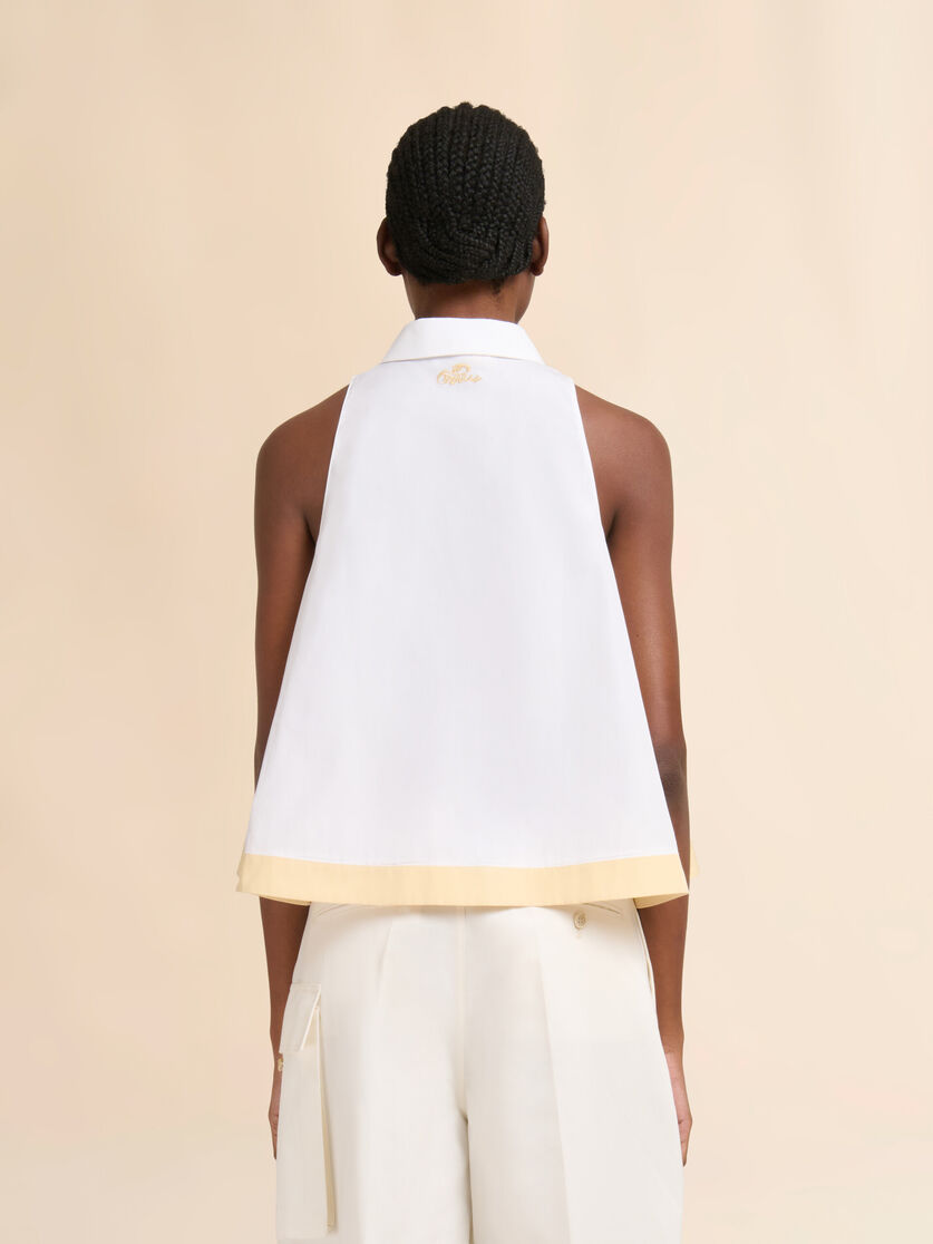 White organic poplin polo top, Image 3