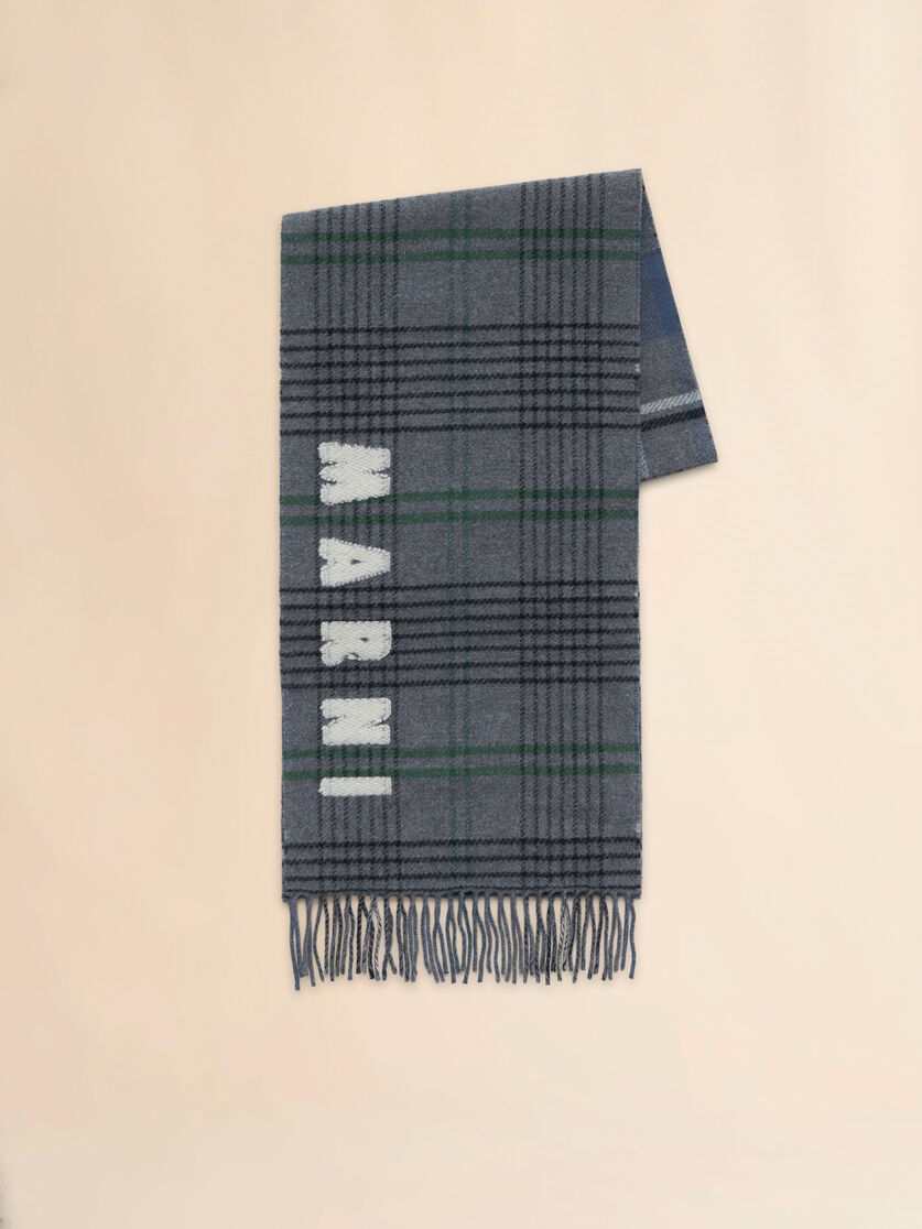 Pink double check wool scarf - Scarves - Image 1