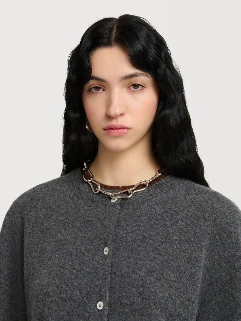 Grey cashmere cardigan with layered effect, Image 5