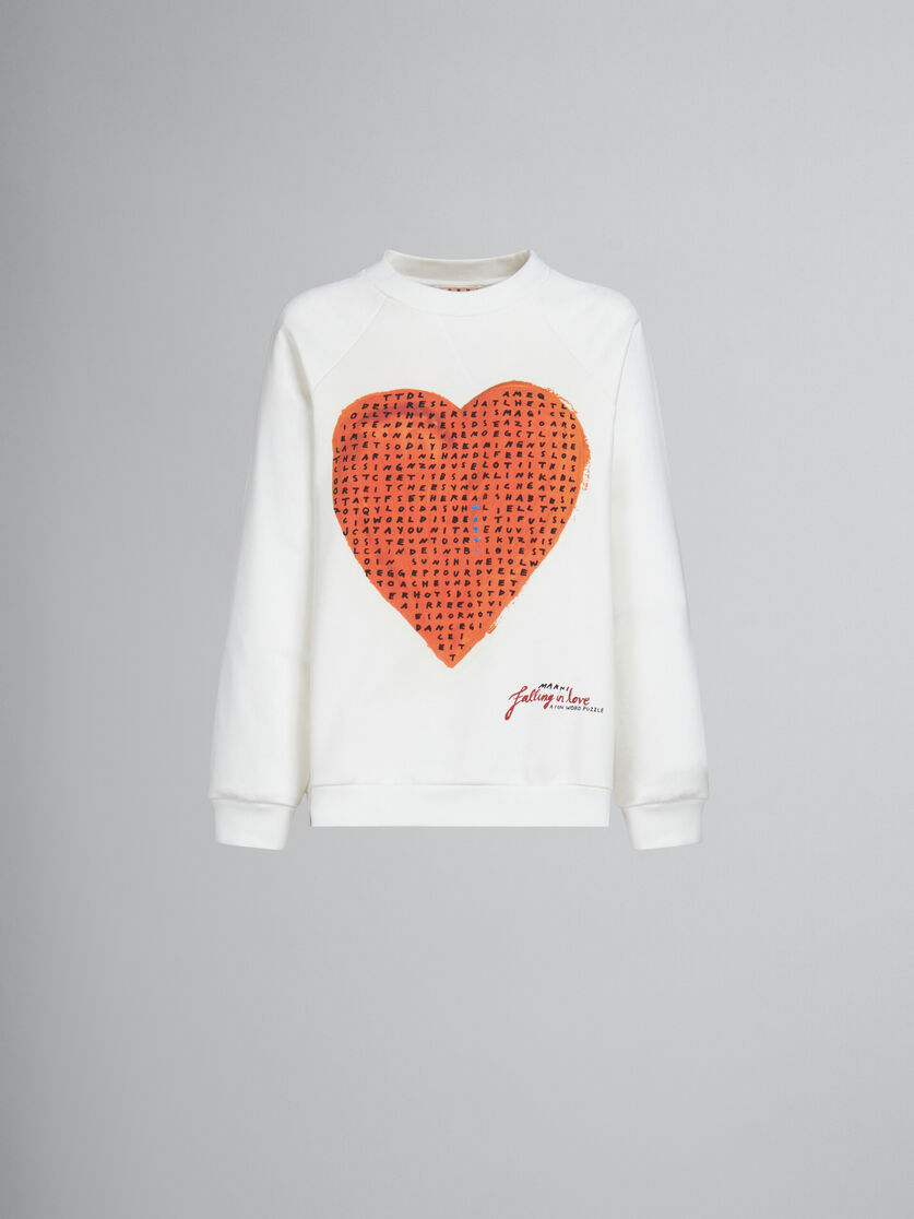 White sweatshirt with wordsearch heart print - Sweaters - Image 1