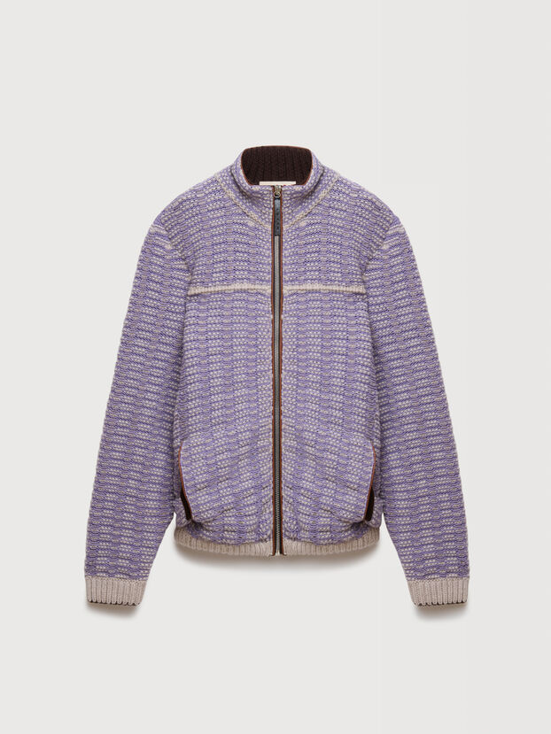 Purple cotton-wool knit jacket - Jackets
