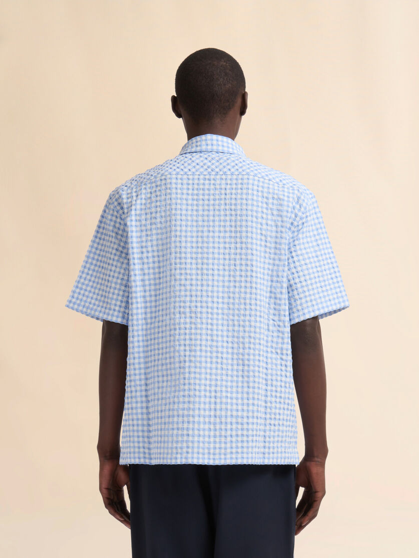 Light blue and white seersucker checked shirt - Shirts - Image 3