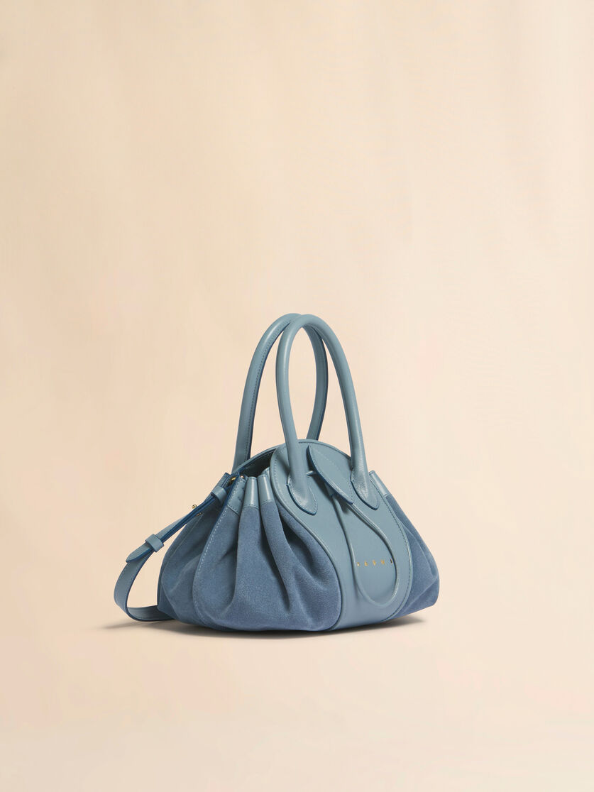 Blue leather and suede Tulipea small handbag, Image 6