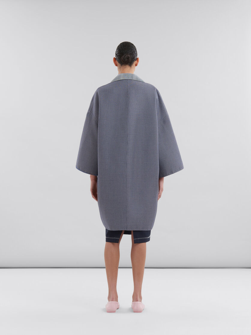 ブルー 千鳥格子チェック ウール製 リバーシブルコート | Marni 