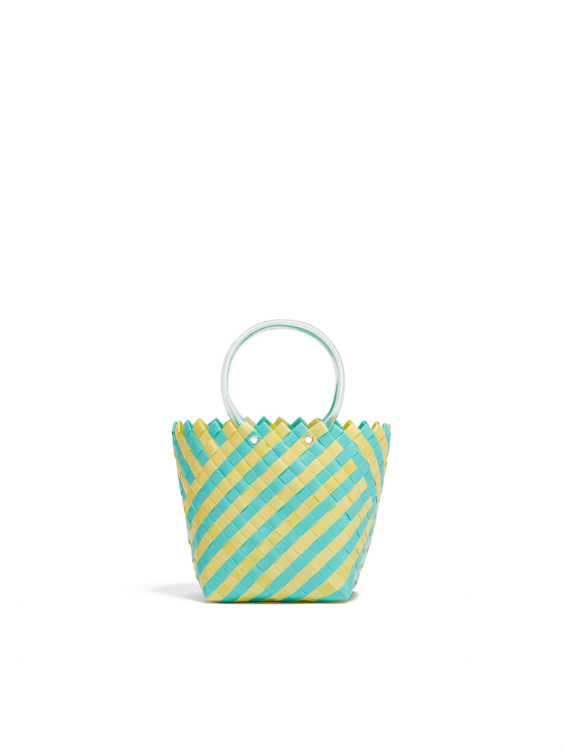 イエロー ターコイズ ウーブン素材製 MARNI MARKET TAHAバッグ