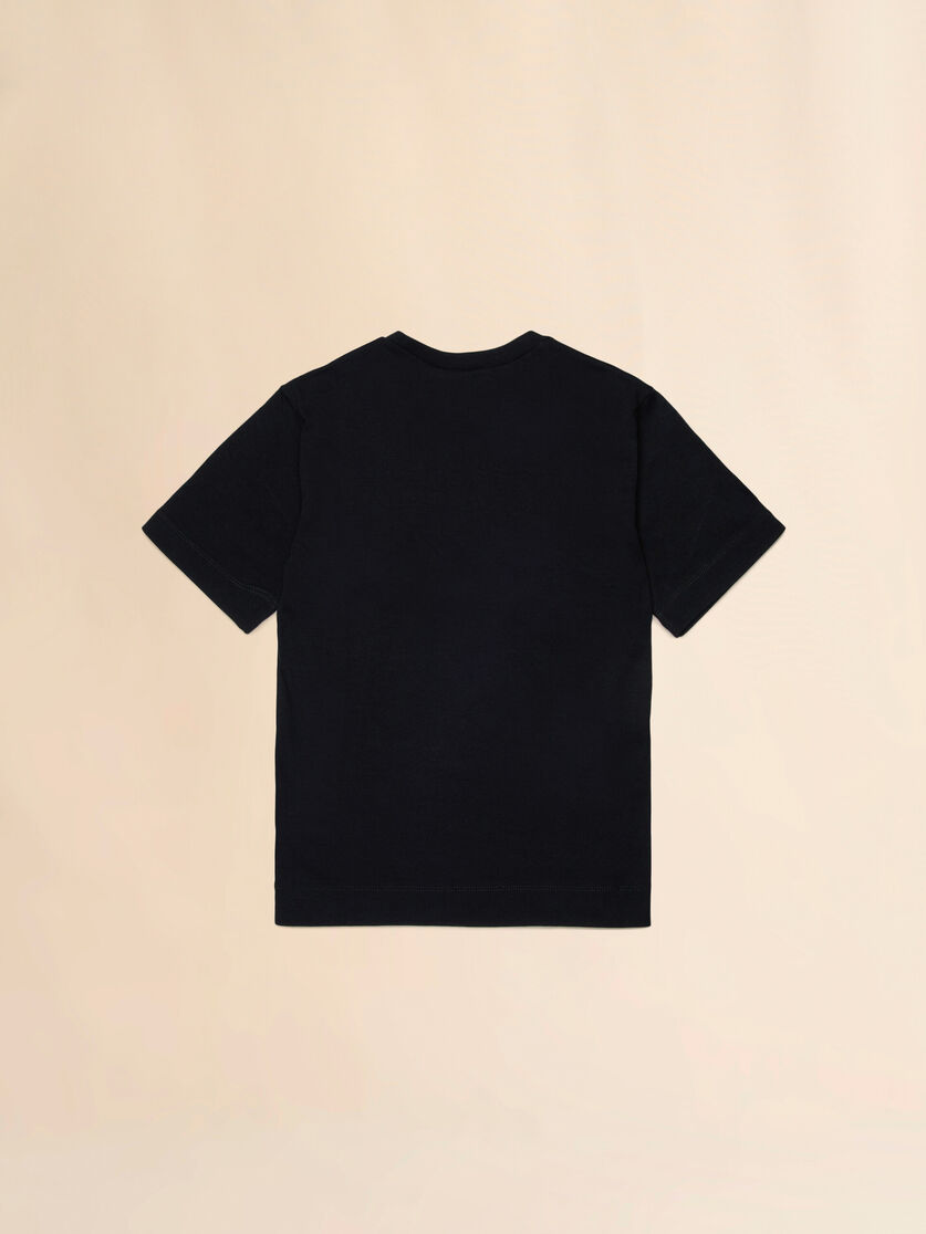 T-shirt nera con logo ricamato, Image 2