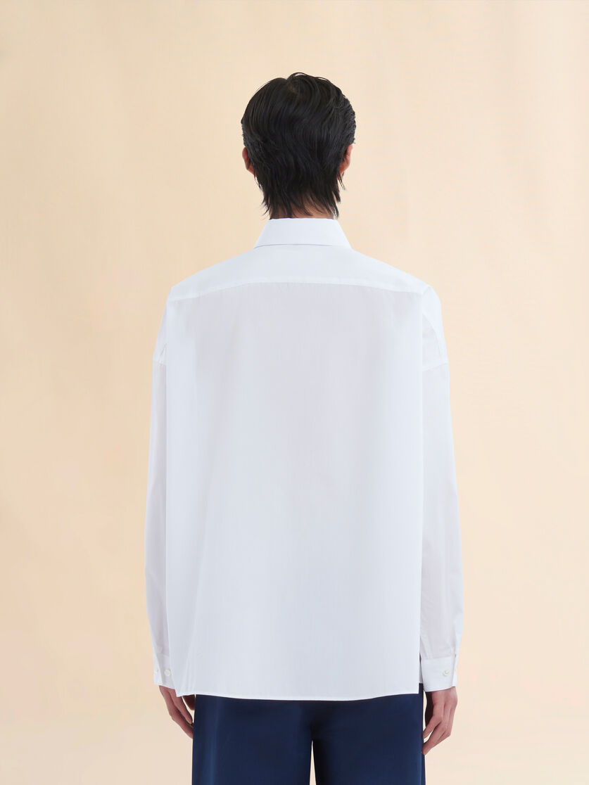 Light blue organic poplin shirt with peeping Marni logo - Shirts - Image 3