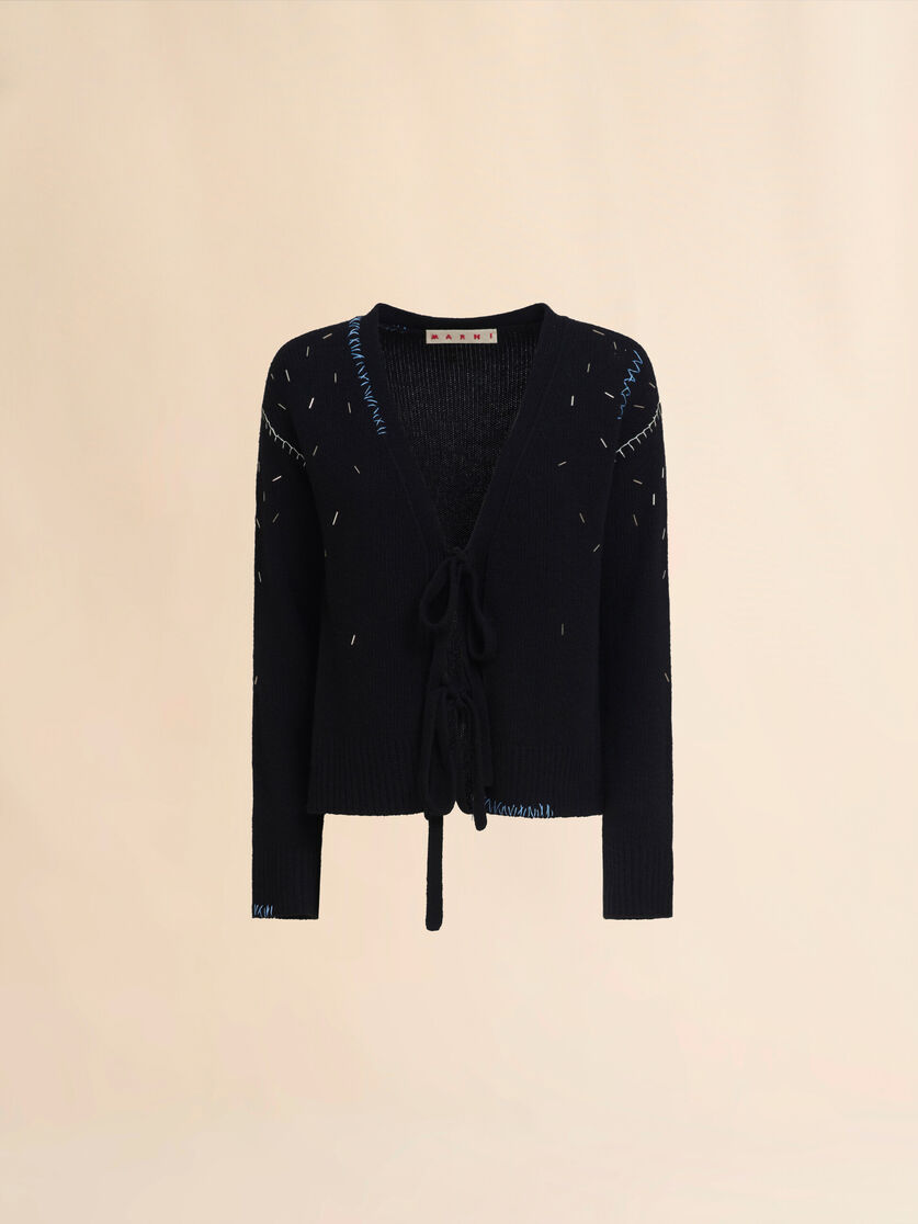 Long sleeved cardigan cashmere blend with pearl detail - Pullovers - Image 1