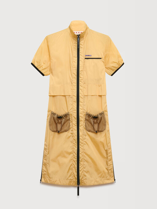 Yellow ripstop zip-front dress - Dresses