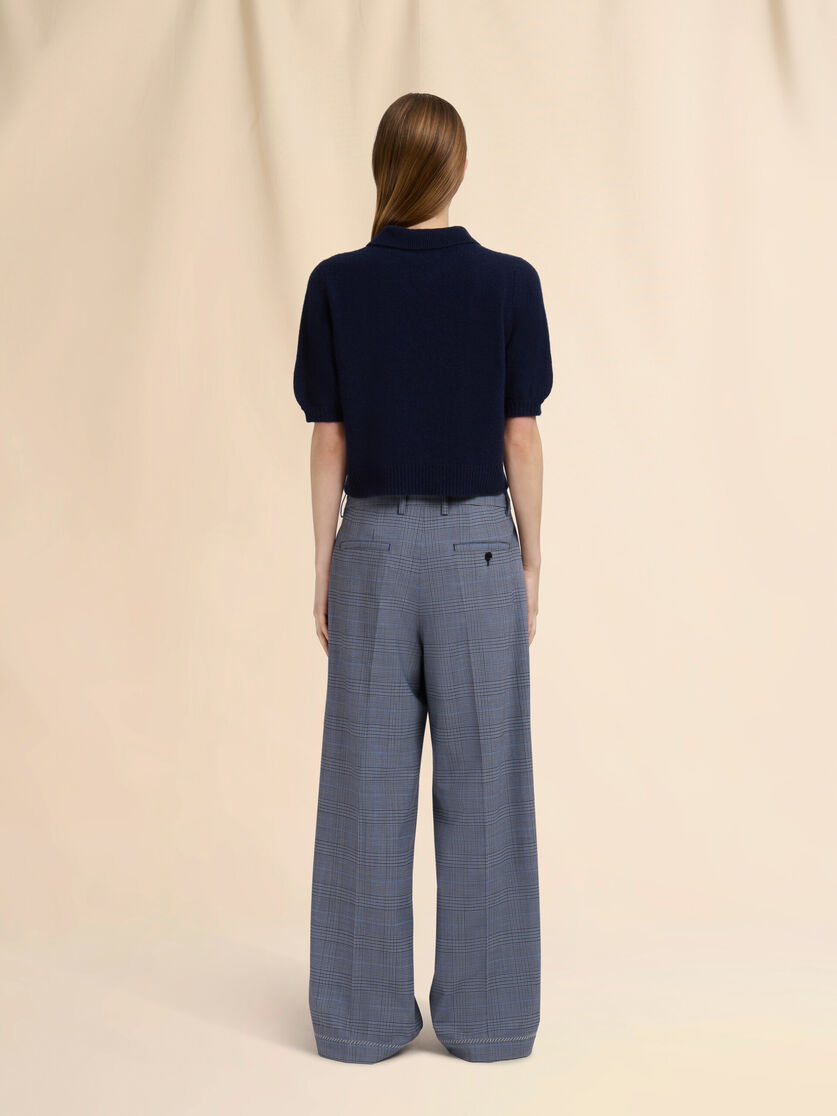 Blue wool trousers with Prince of Wales check - Pants - Image 3