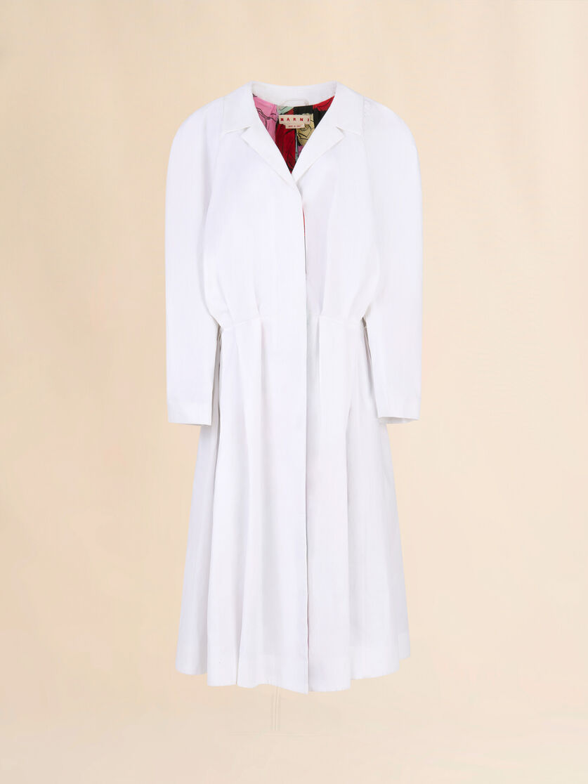 White bonded cotton oversized duster coat - Coats - Image 1