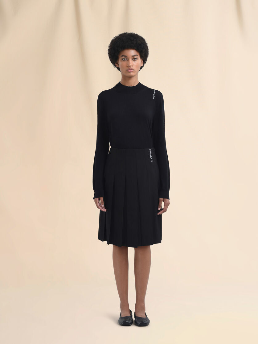 Black wool blend skirt with Marni Symbol - Skirts - Image 2