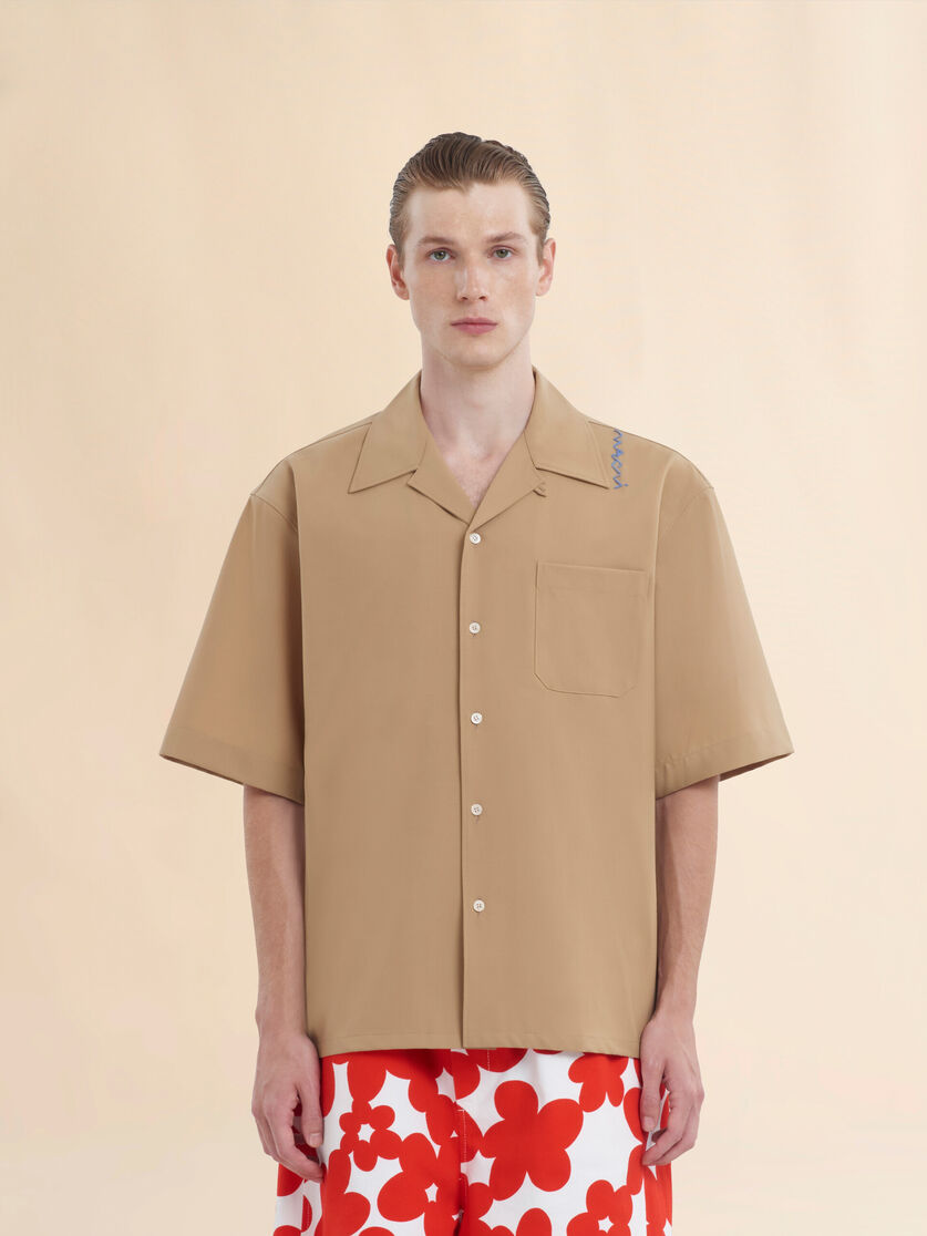 ブラック ウール混ボウリングシャツ、マルニシンボル入り - シャツ - Image 2