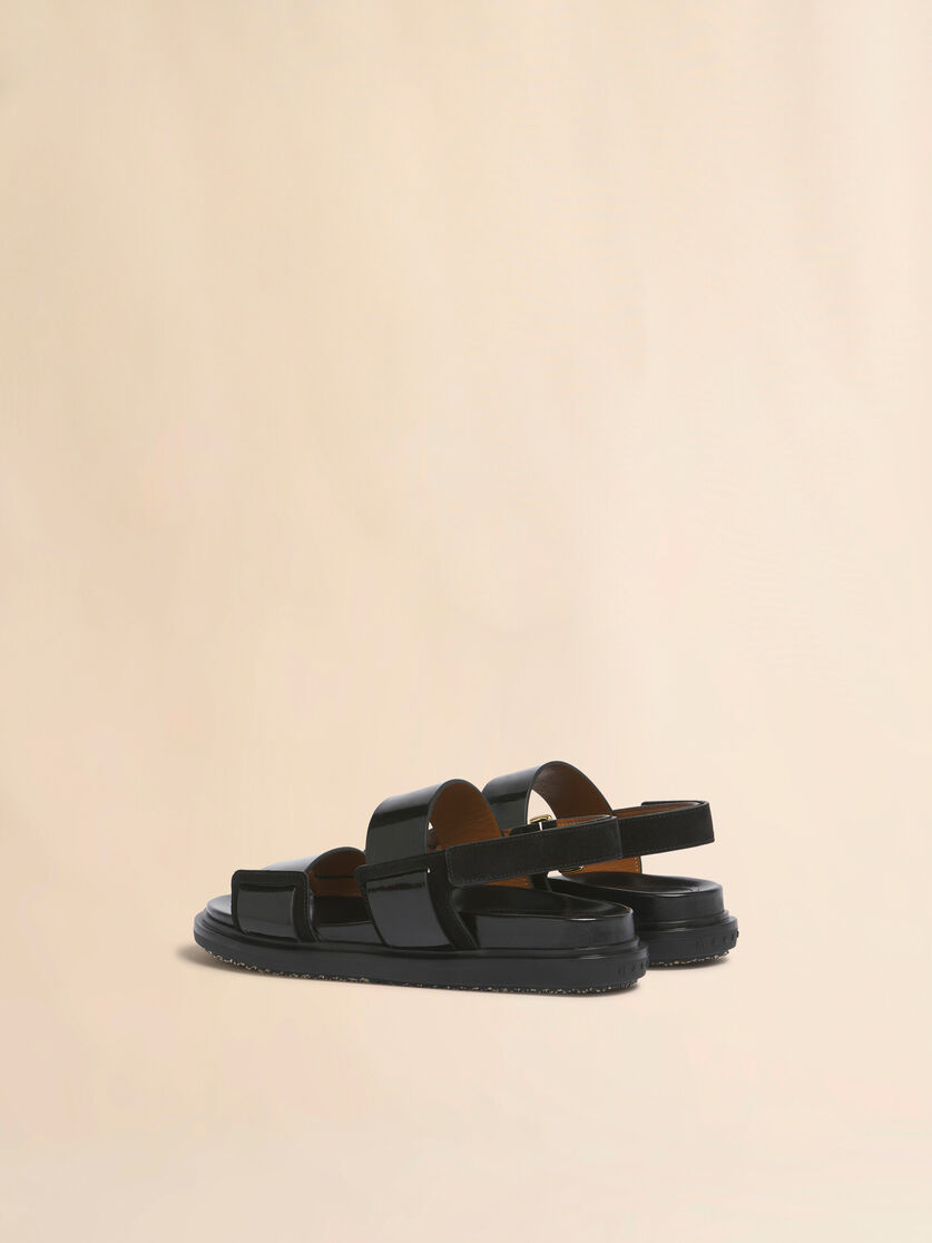 Black leather Fussbett double-strap sandal, Image 3