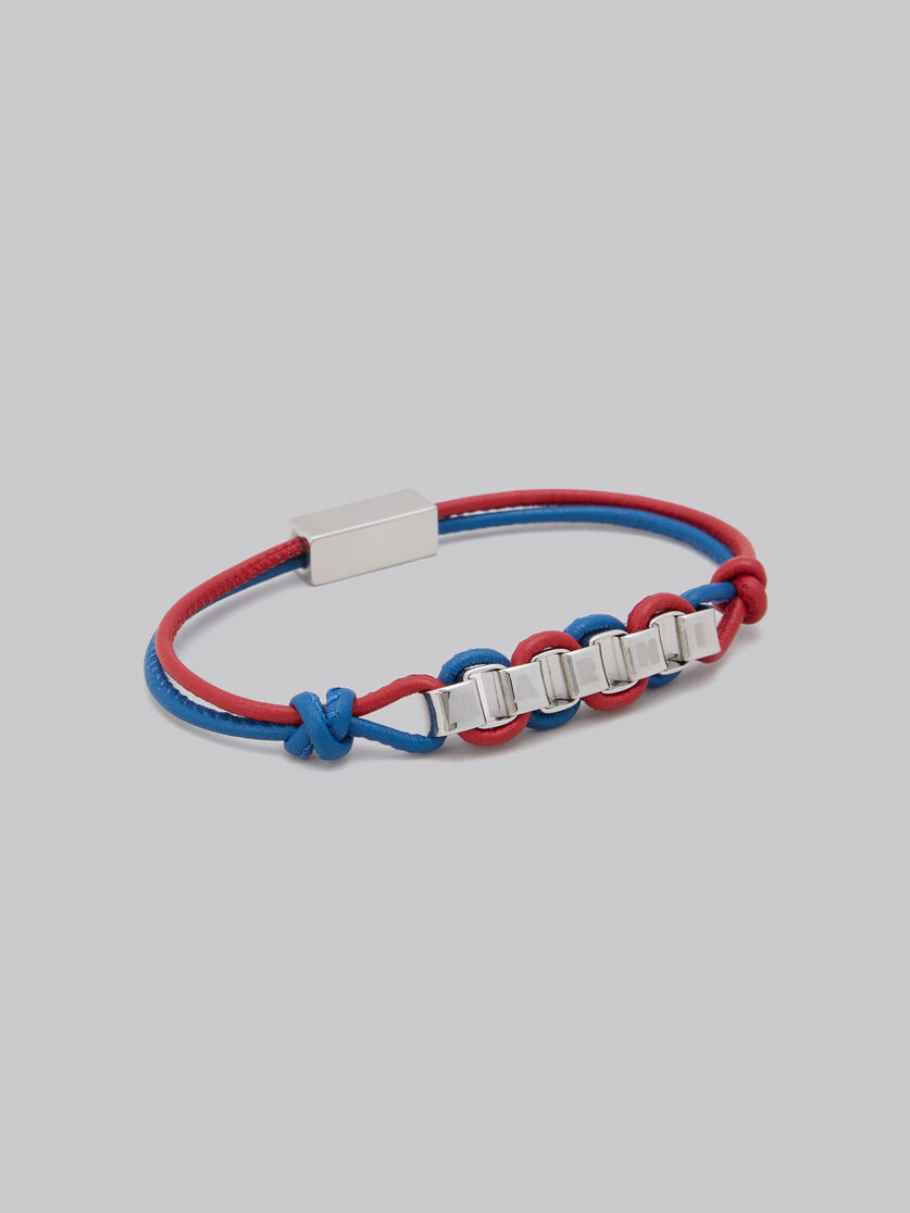 Red and blue leather bracelet with Marni logo - Bracelets - Image 4