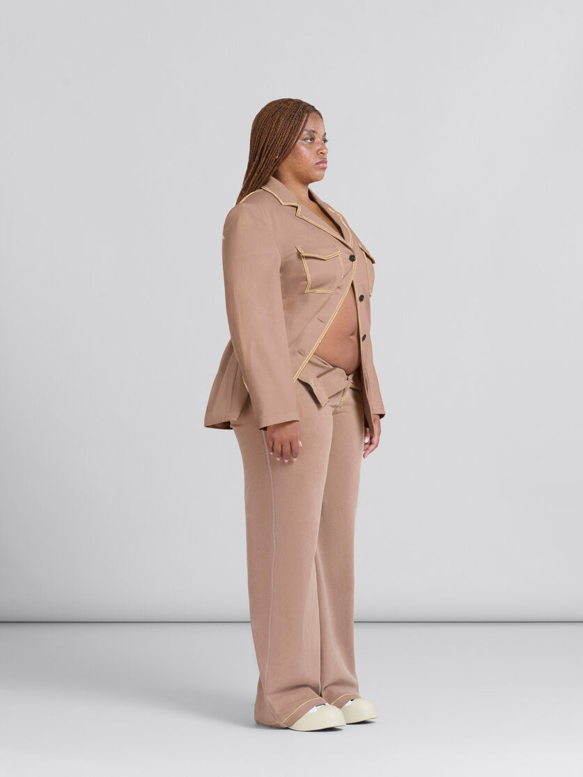 Brown organic denim blazer with contrast stitching | Marni