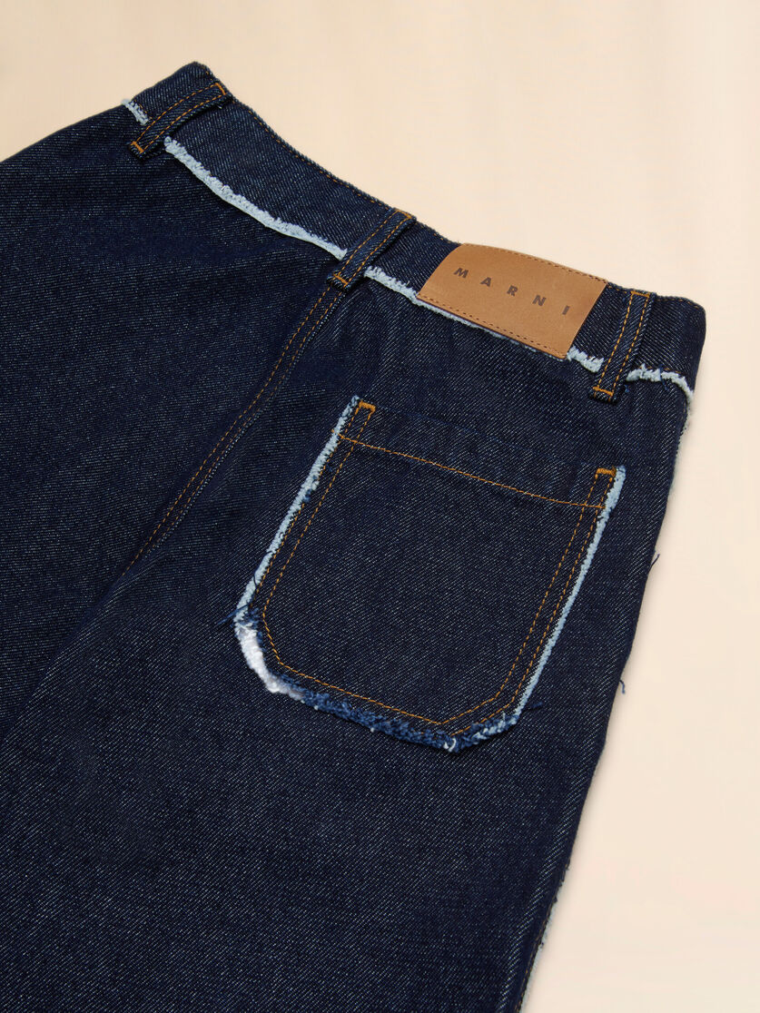 Dark denim shorts with frayed details - Pants - Image 4