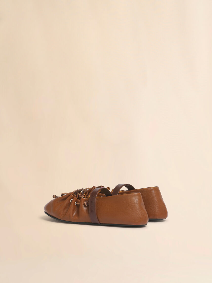 Light and dark brown leather Mary Jane Soft Ballerina, Image 3
