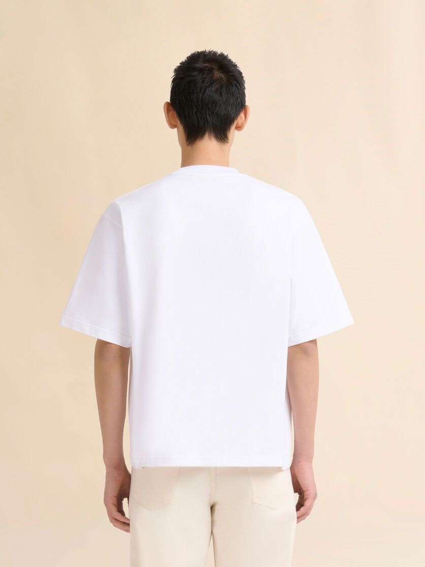 White cotton T-shirt with mohair patches - Shirts - Image 3