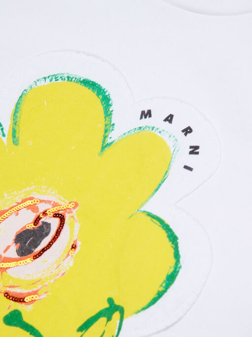 Felpa in cotone bianco con patch Dessert Flower - Maglieria