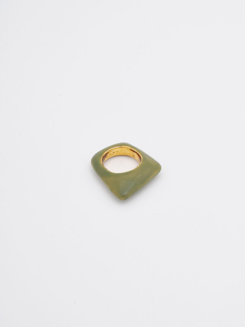 Bague Trapeze en m&eacute;tal &eacute;maill&eacute; vert, Image 1
