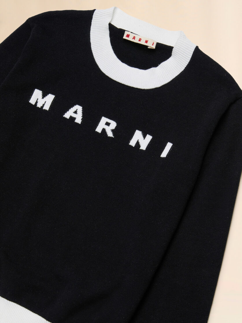 Black cotton sweater with maxi Marni logo, Image 3