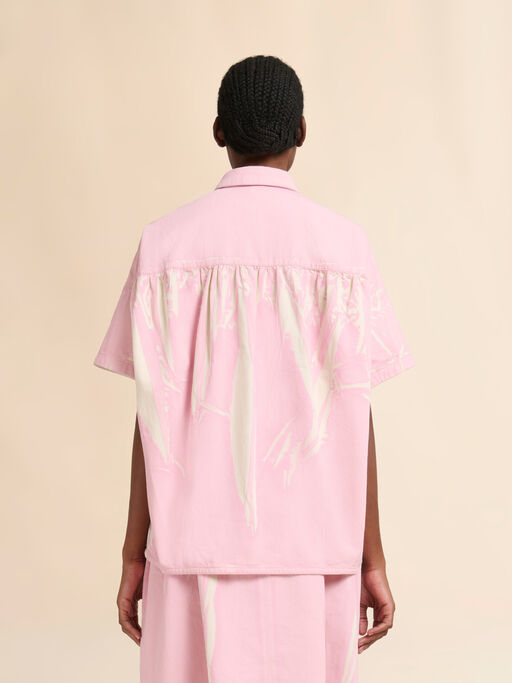 Pink screen-printed denim shirt - Shirts
