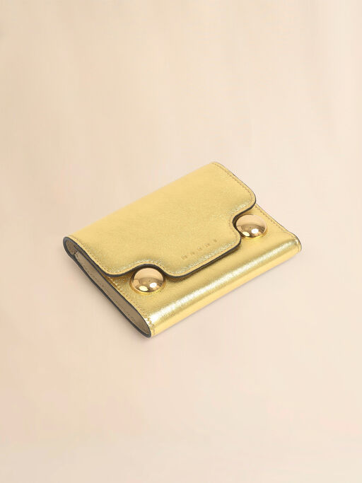 ゴールド レザー製 Trunkaroo 三つ折りウォレット - 財布