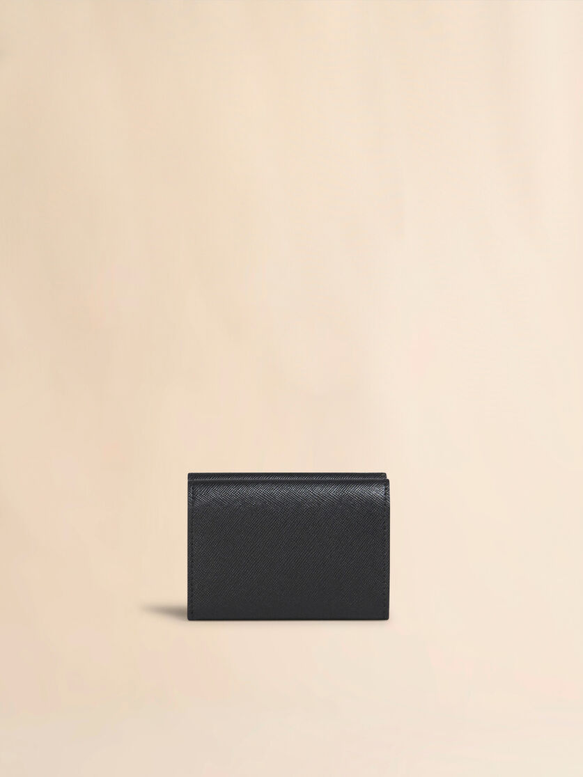 Portafoglio tri-fold in pelle saffiano nera - Portafogli - Image 3