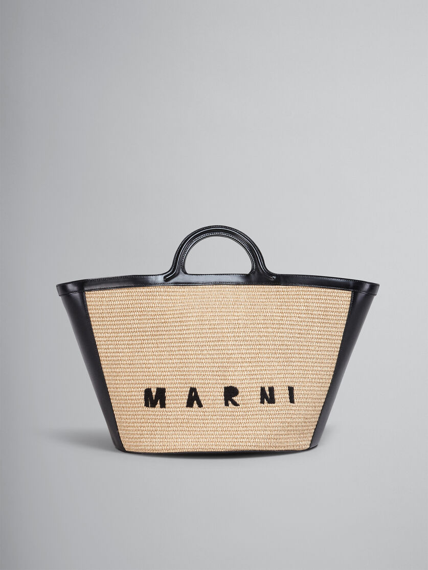 MARNI: Micro Tropicalia bag in leather and raffia - Black
