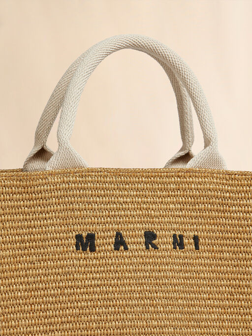 Natural-coloured raffia-effect Small Tote Bag - Shopping Bags