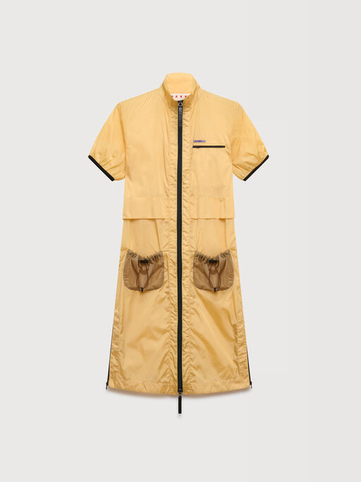 Yellow ripstop zip-front dress - Dresses