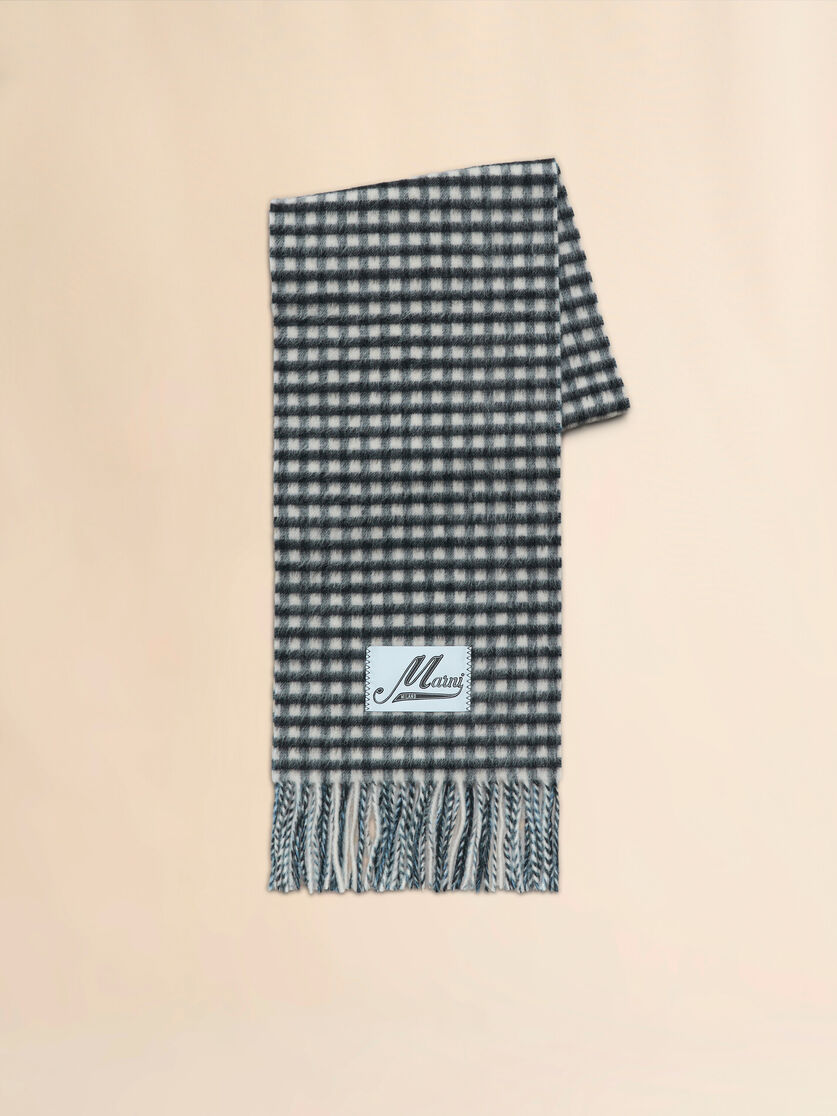 Schwarz-weiß karierter Schal aus Wolle und Mohair - Schals - Image 1