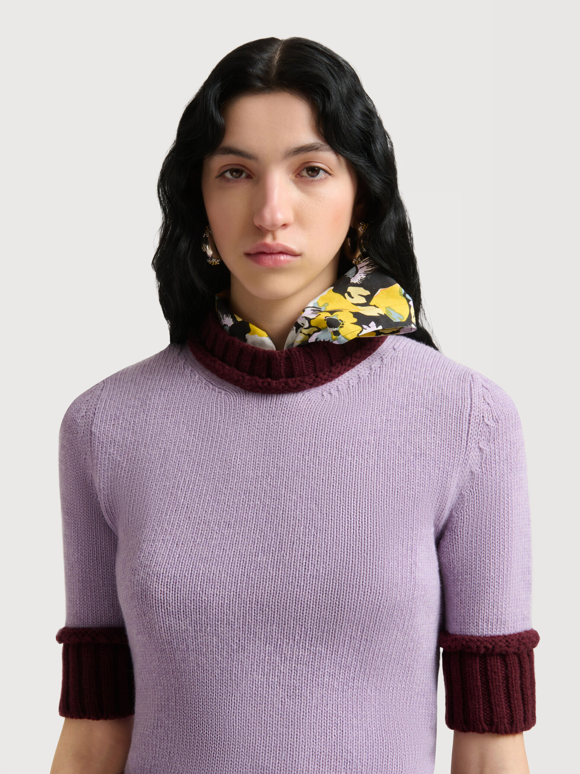 Purple wool blend jumper with contrast trims | Marni