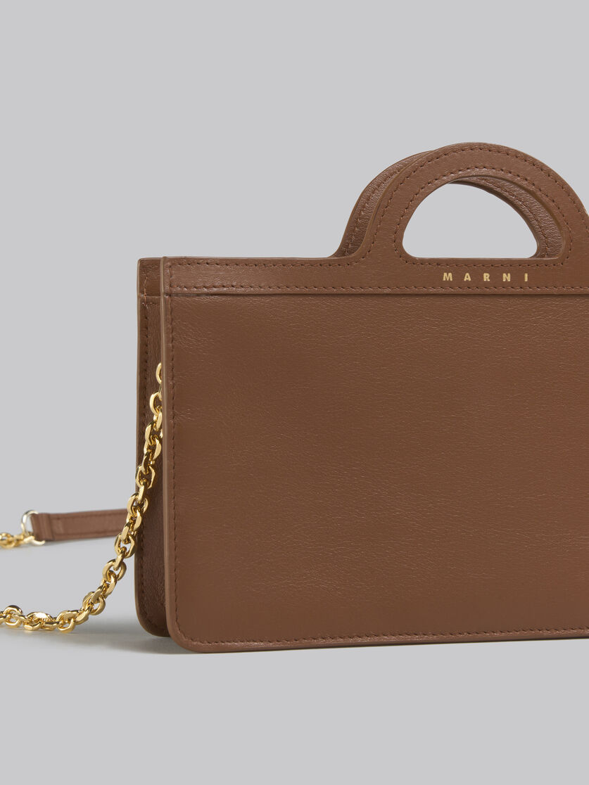 Brown leather Tropicalia long wallet with chain strap | Marni