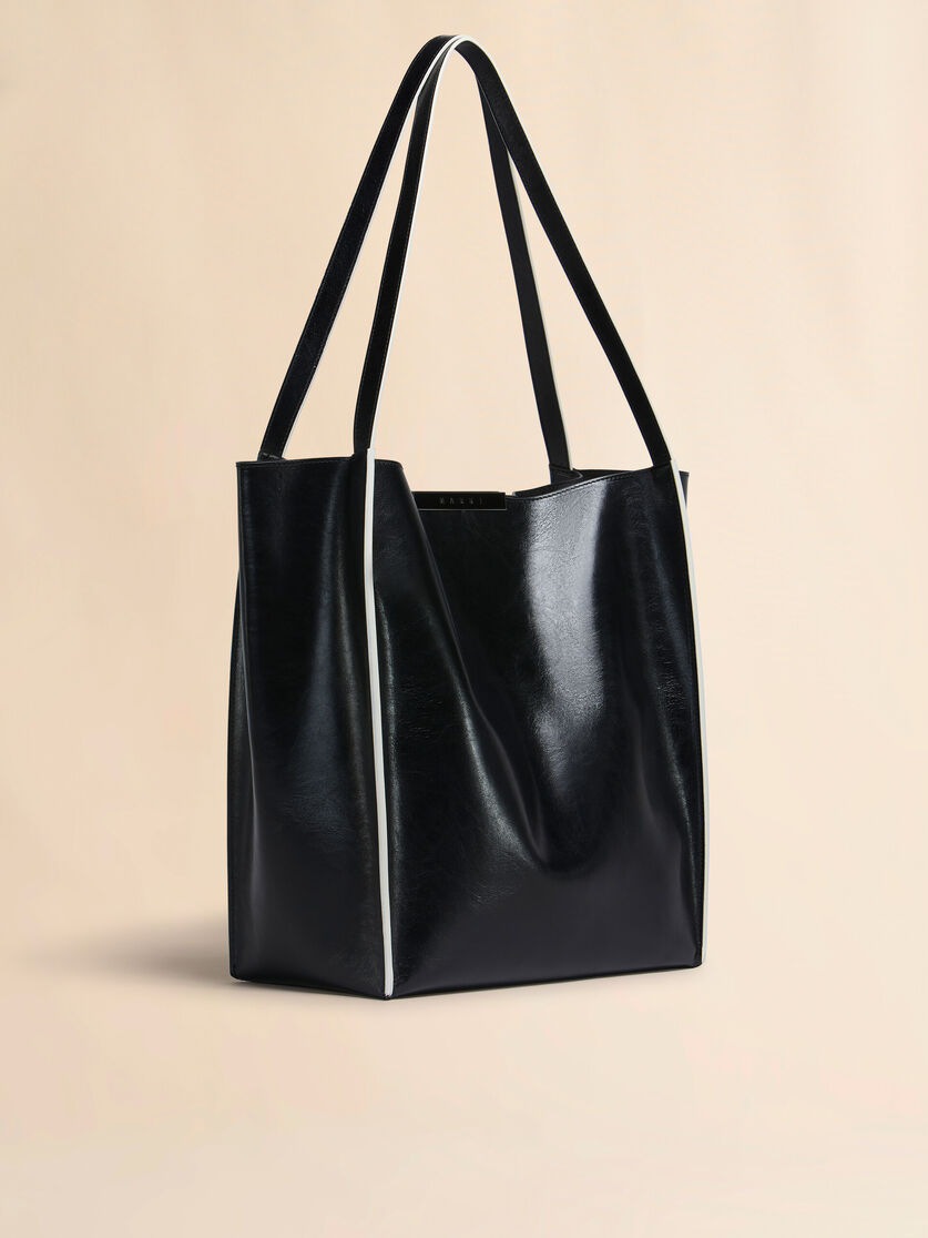 Black leather Cresta N/S tote bag - Shopping Bags - Image 6